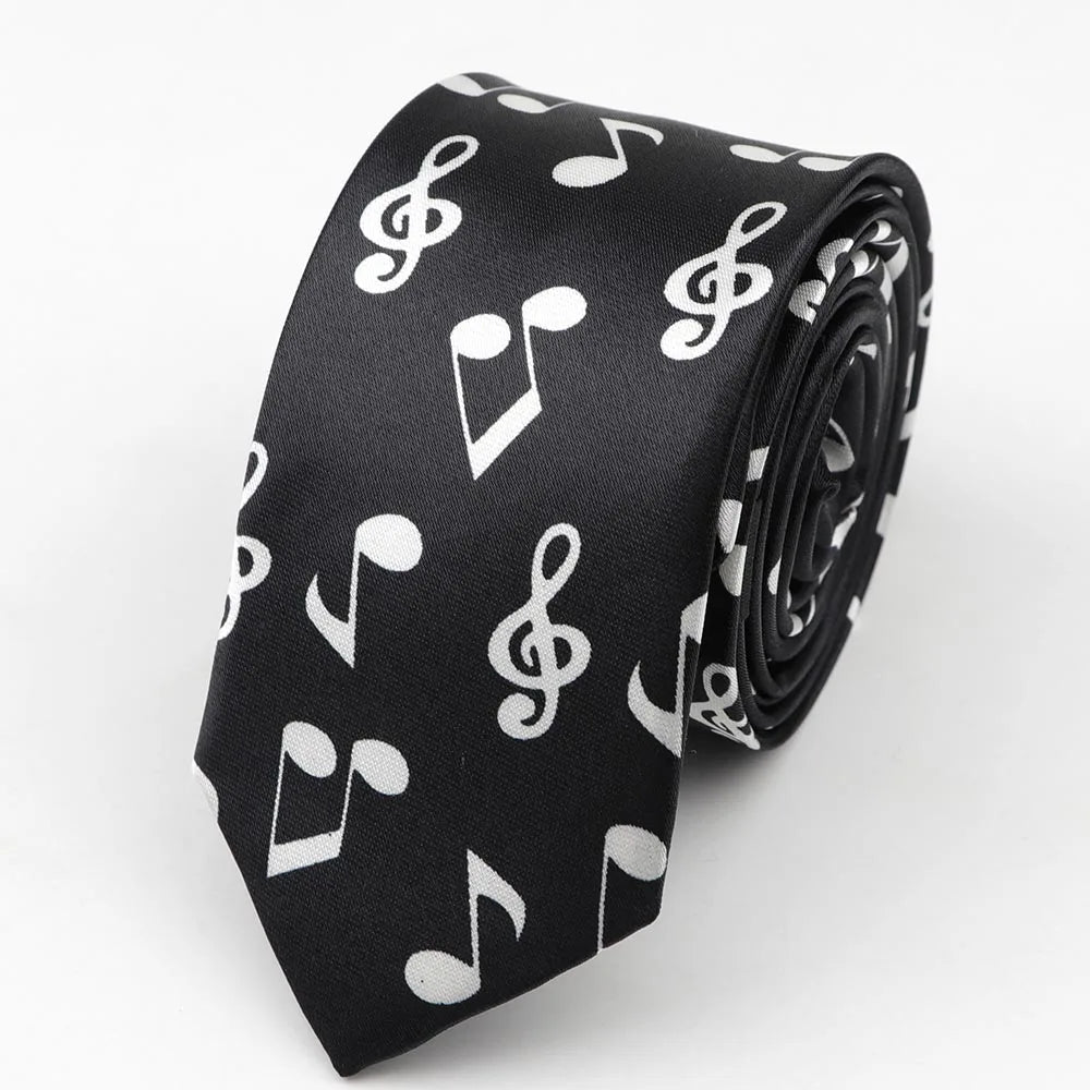 Necktie Musical Notes Printed With Piano Guitar Pattern
