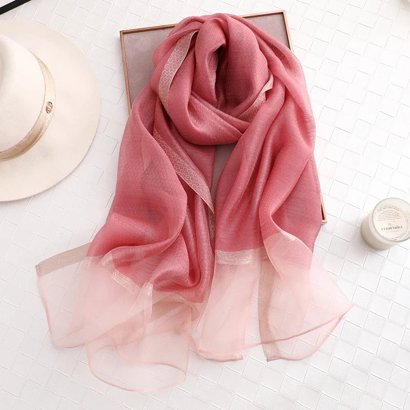 Women Silk Scarf Hijab Headscarf Fashion Shawl For Summer