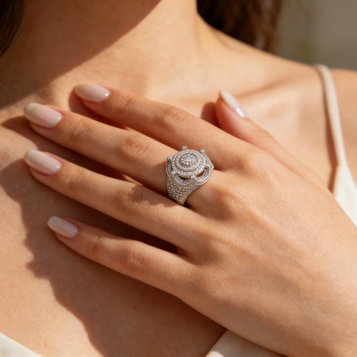 Moissanite Ring Sterling Silver