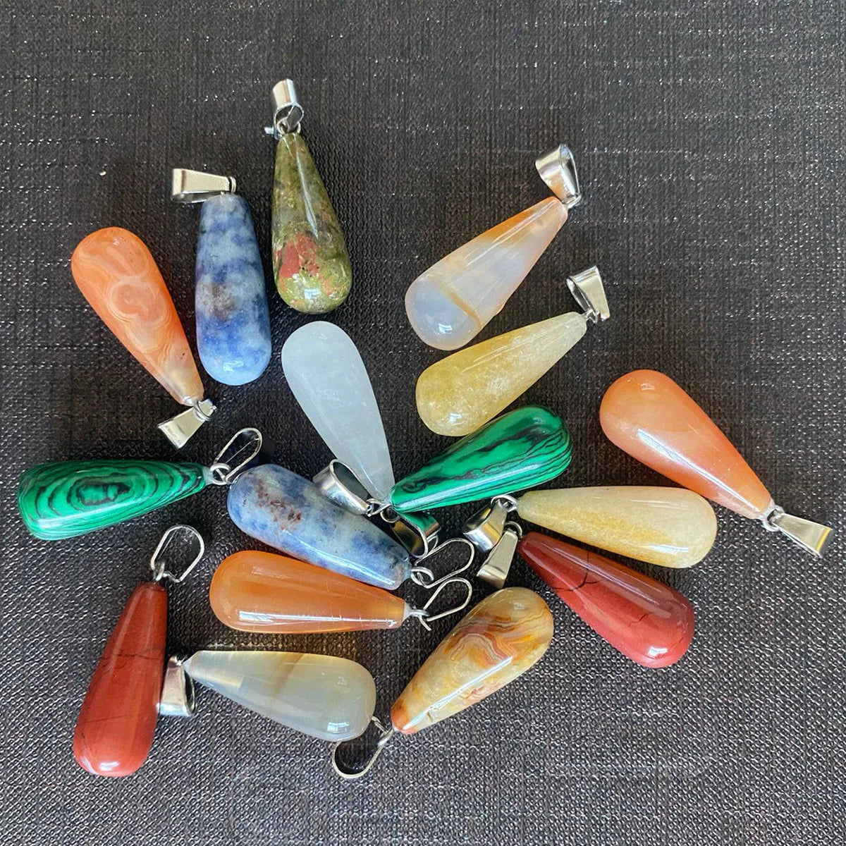 Heart Shaped Stone Pendant Charms Beads 10pcs Random Colors