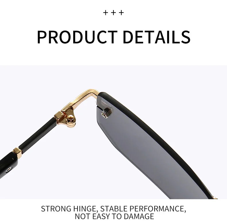 Sunglasses Frameless Diamond Shaped Leopard UV400 Small Frame