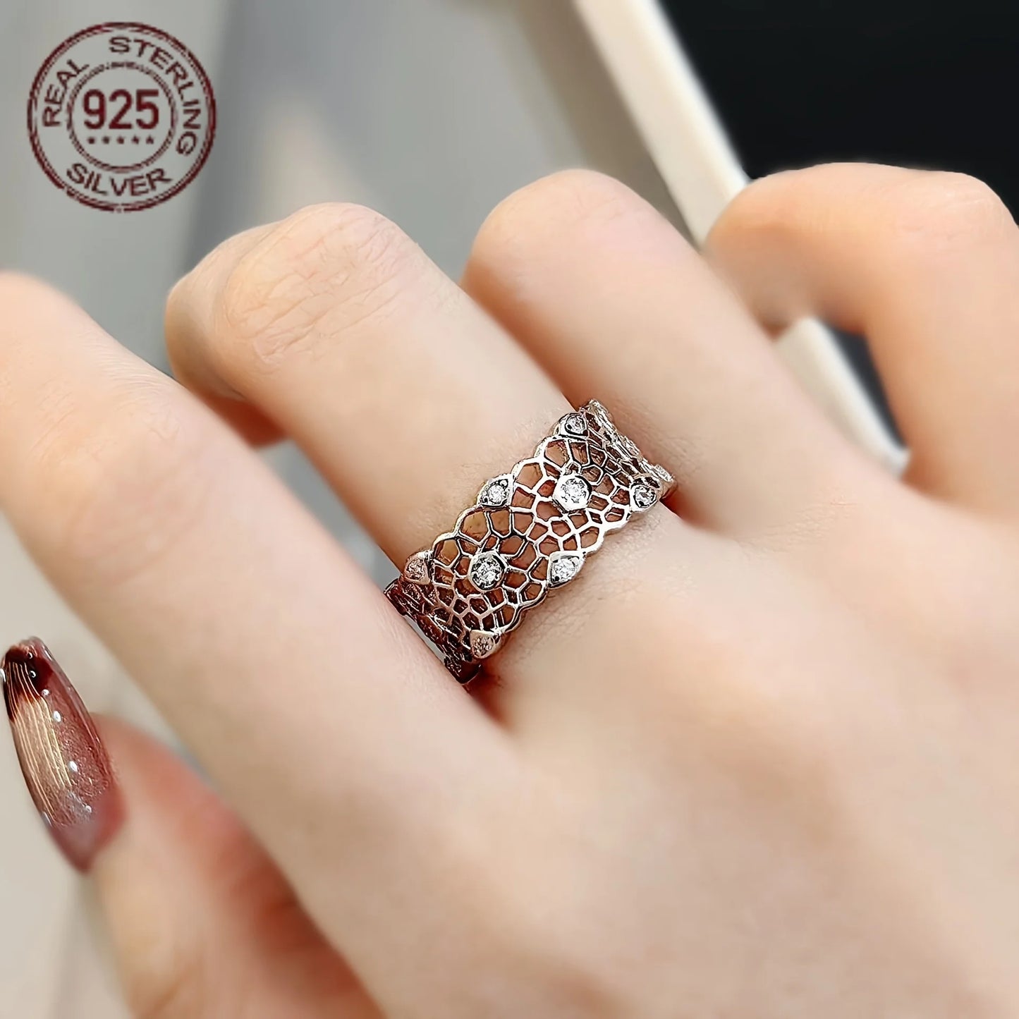 Vintage Hollow Zircon Band Ring