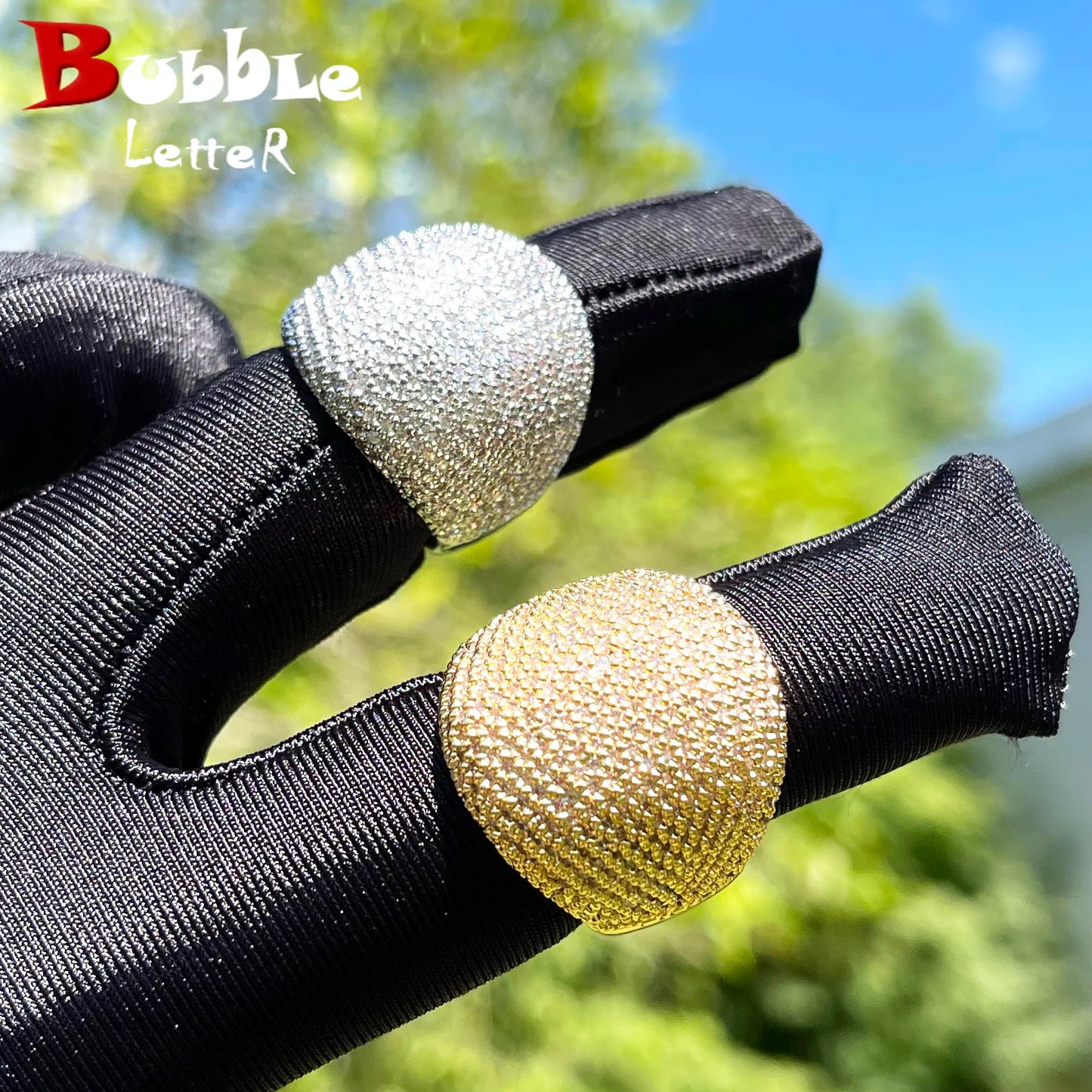 Ring Zirconia Jewelry Bubble Letter Iced Out