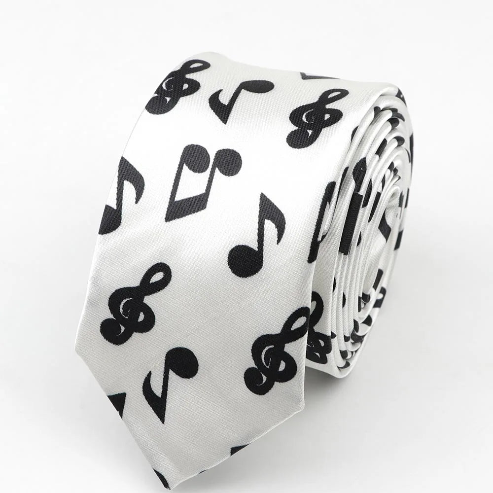 Necktie Musical Notes Printed With Piano Guitar Pattern