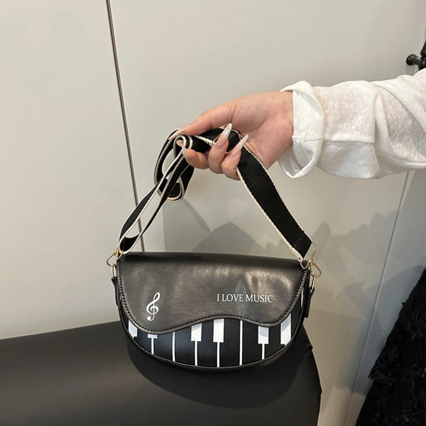 Shoulder Purse Musical Notes