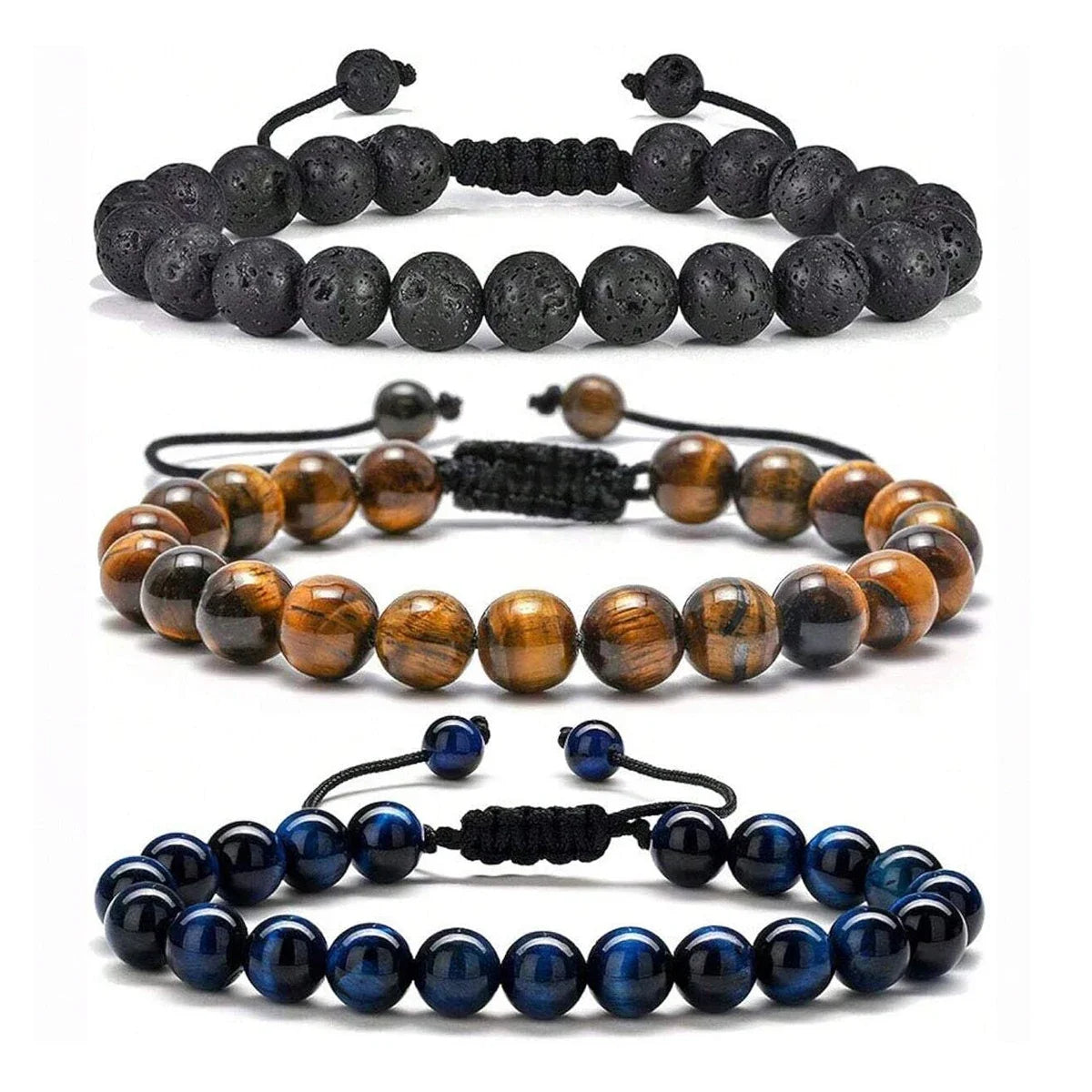 Bracelet Natural Tiger Eye Lava Rock Handmade