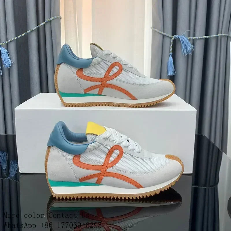 Men Flow Runner Sneakers With Nylon Lace Up Rubber Sole