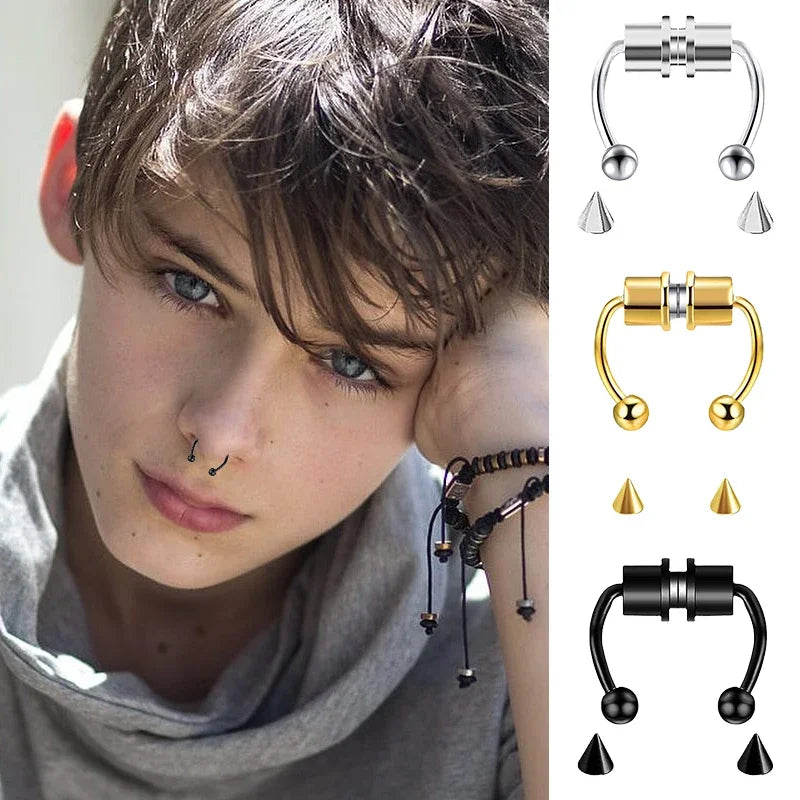 Nose Ring Hoop Magnetic Clip Non Piercing Jewelry