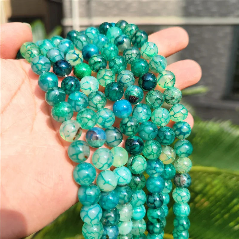 Dragon Agate Round Spacer Beads For Jewelry Making DIY