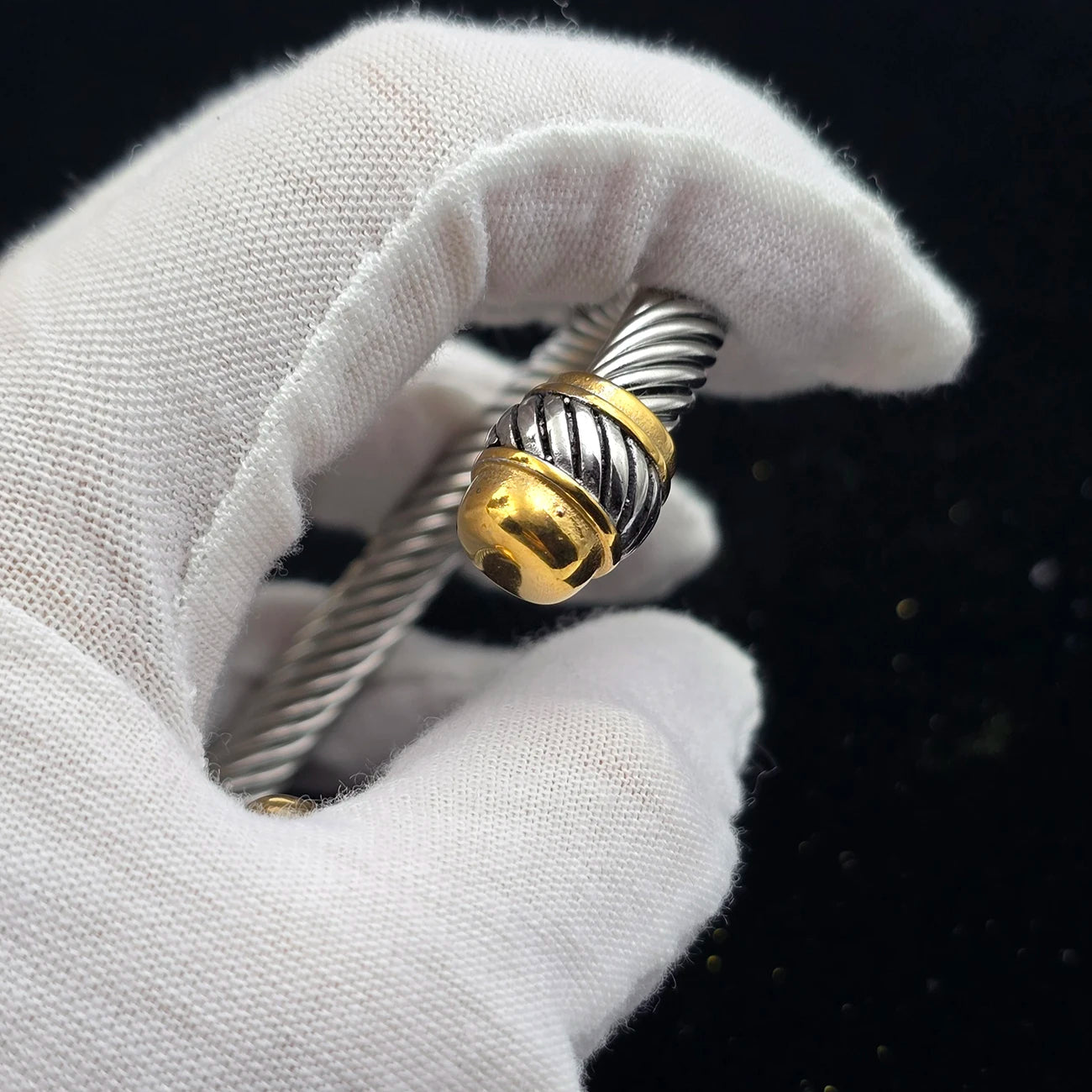 Bracelet Two-Tone Open Twisted Rope