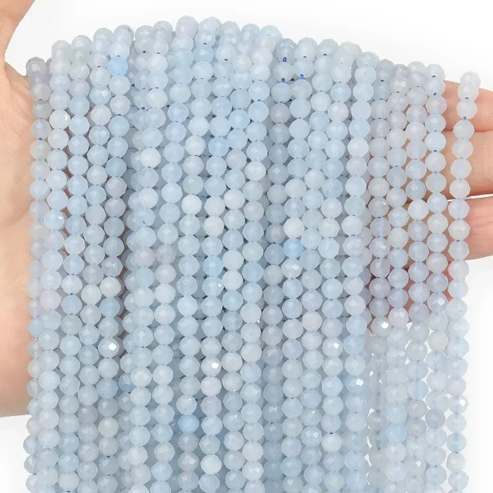 Faceted Natural Stone Beads Amazonite Aquamarine Opal Labradorite for Jewelry