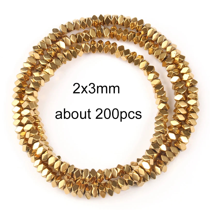 GMB724 Real Gold Plated Hematite Beads Irregular Heart Cube Rondelle