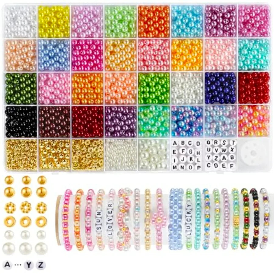 Pearl Beads Jewelry Making Kit With Gold Spacer Beads