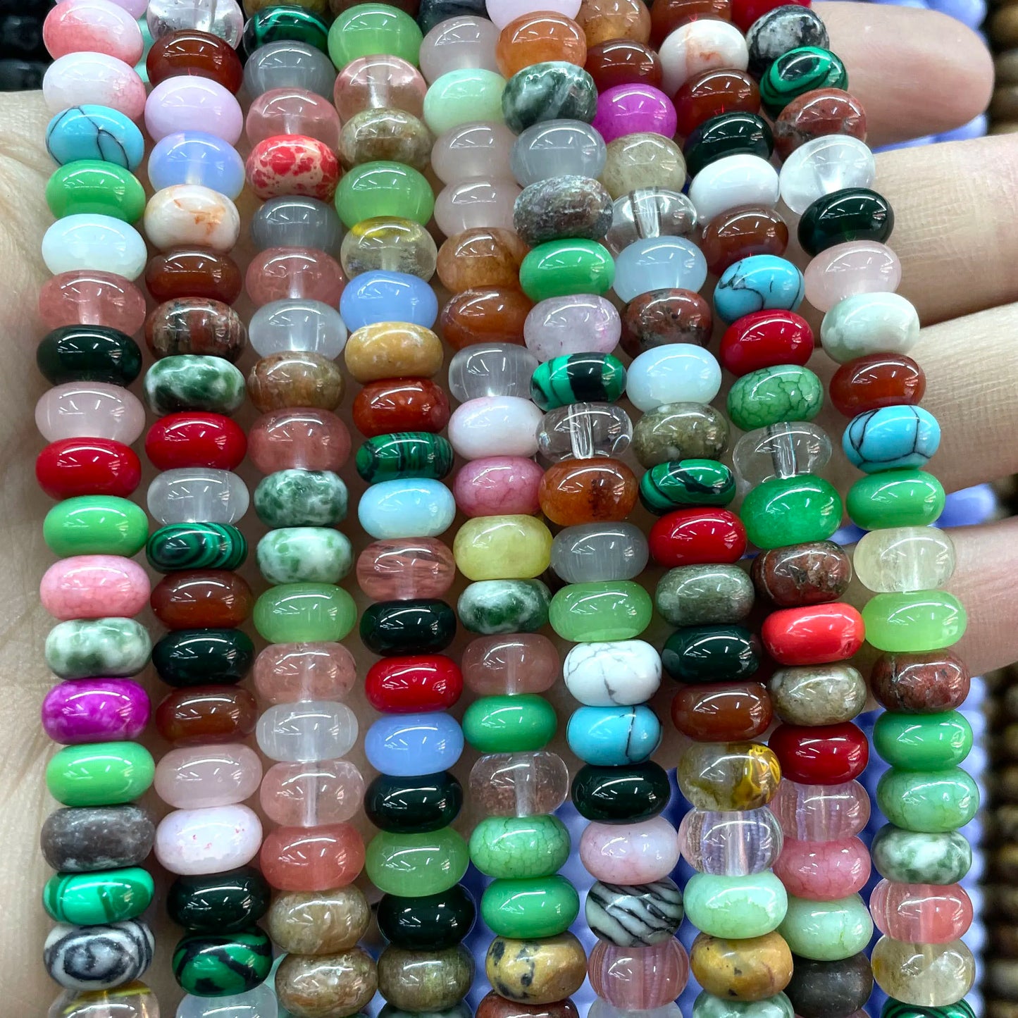Natural Stone Beads For Jewelry Making Agate Quartz Wheel Beads