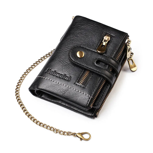 PU Leather Mens Wallet With Chain Card Holder High Quality