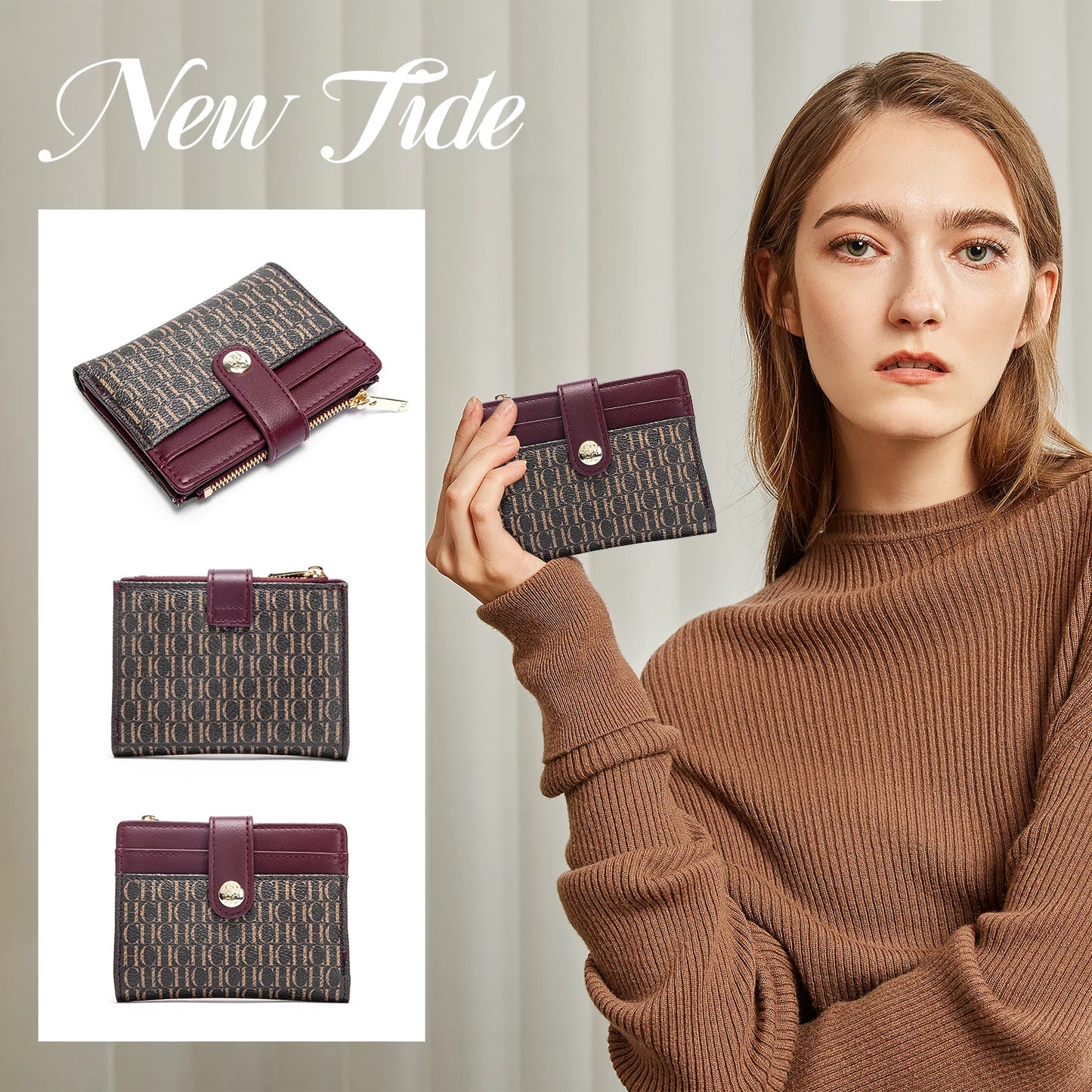 CHCHCN Fashion Classic Retro Wallet Card Holder Universal Letter Printed