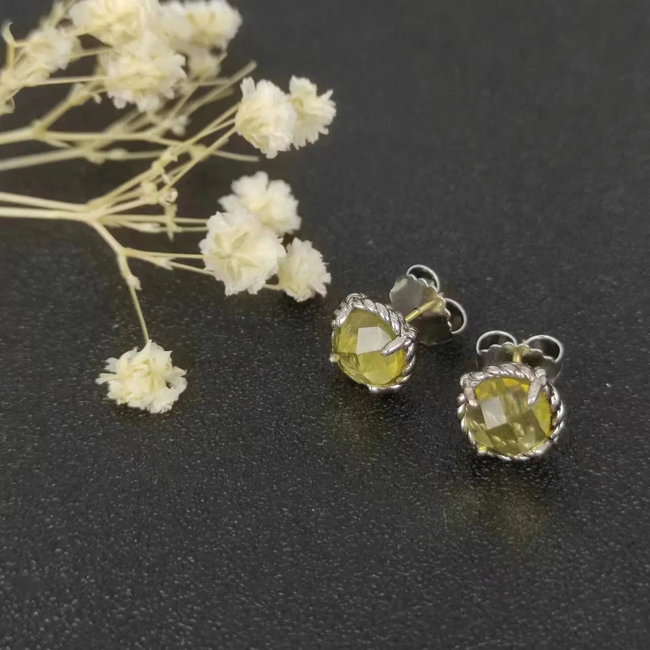 Sterling Silver Zircon Stud Earrings 925