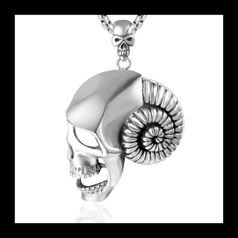 Skull Horn Pendant Titanium Steel Necklace