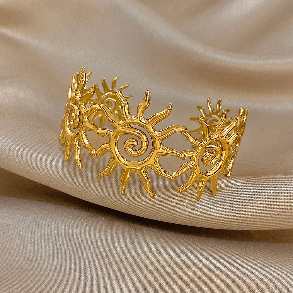 Cuff Bracelet Spiral Sun Totem Jewelry