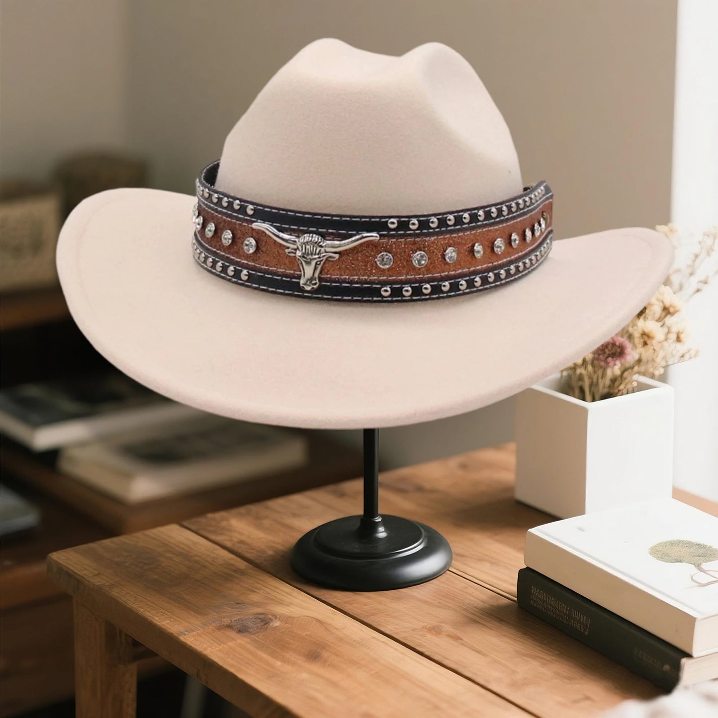 Hat Fashion Rhinestone Wide Brim Cowboy