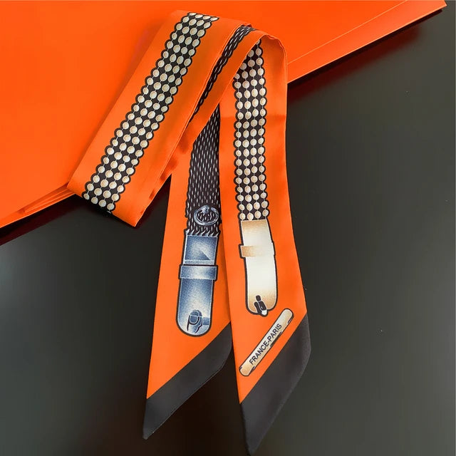 Scarf Skinny Plaid Silk Accessory