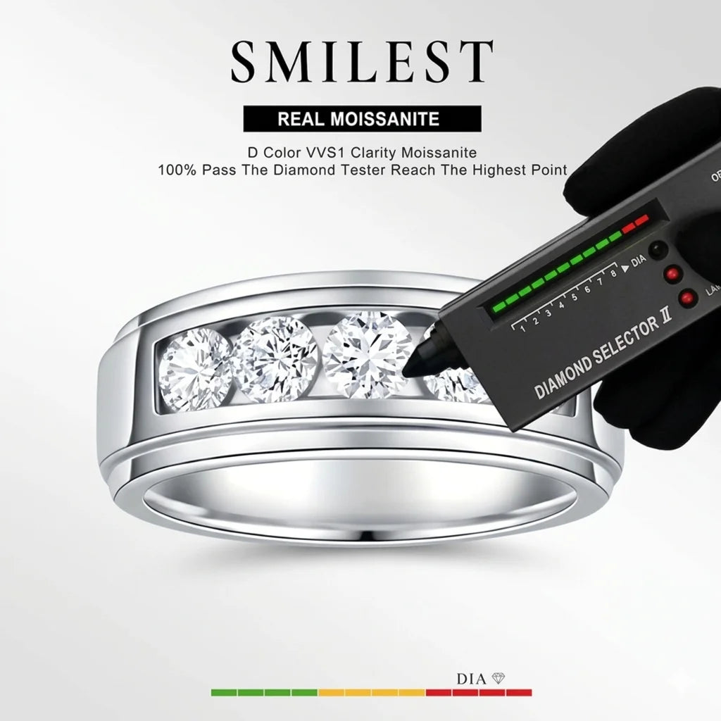 Moissanite Ring Sterling Silver 2 Carat