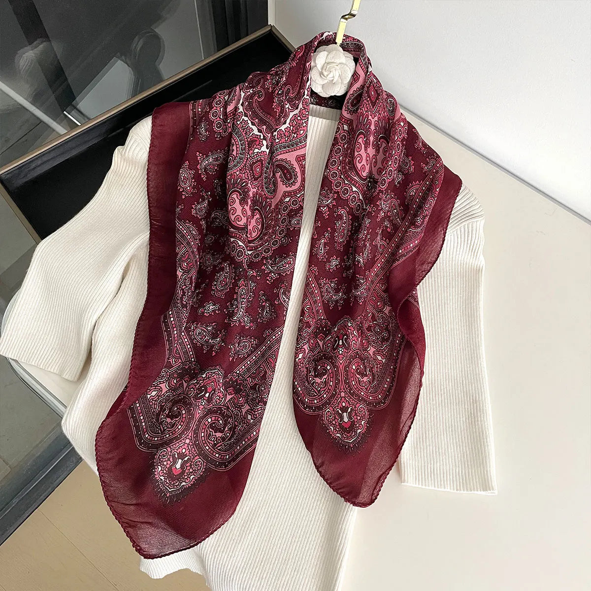 Scarf Paisley Print Square Shawl