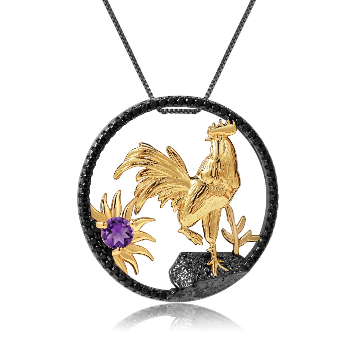 925 Necklace Silver Blue Topaz Dragon Pendant
