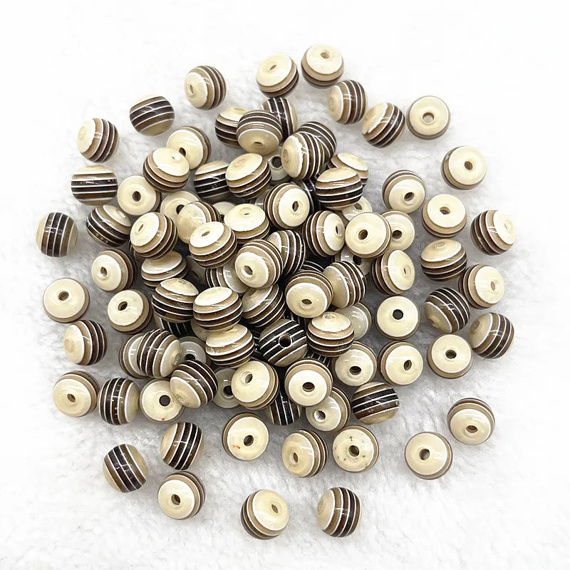 Transparent Round Resin Beads Stripe Spacer Beads For Jewelry Making