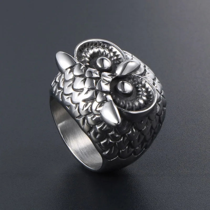 Owl Titanium Steel Ring