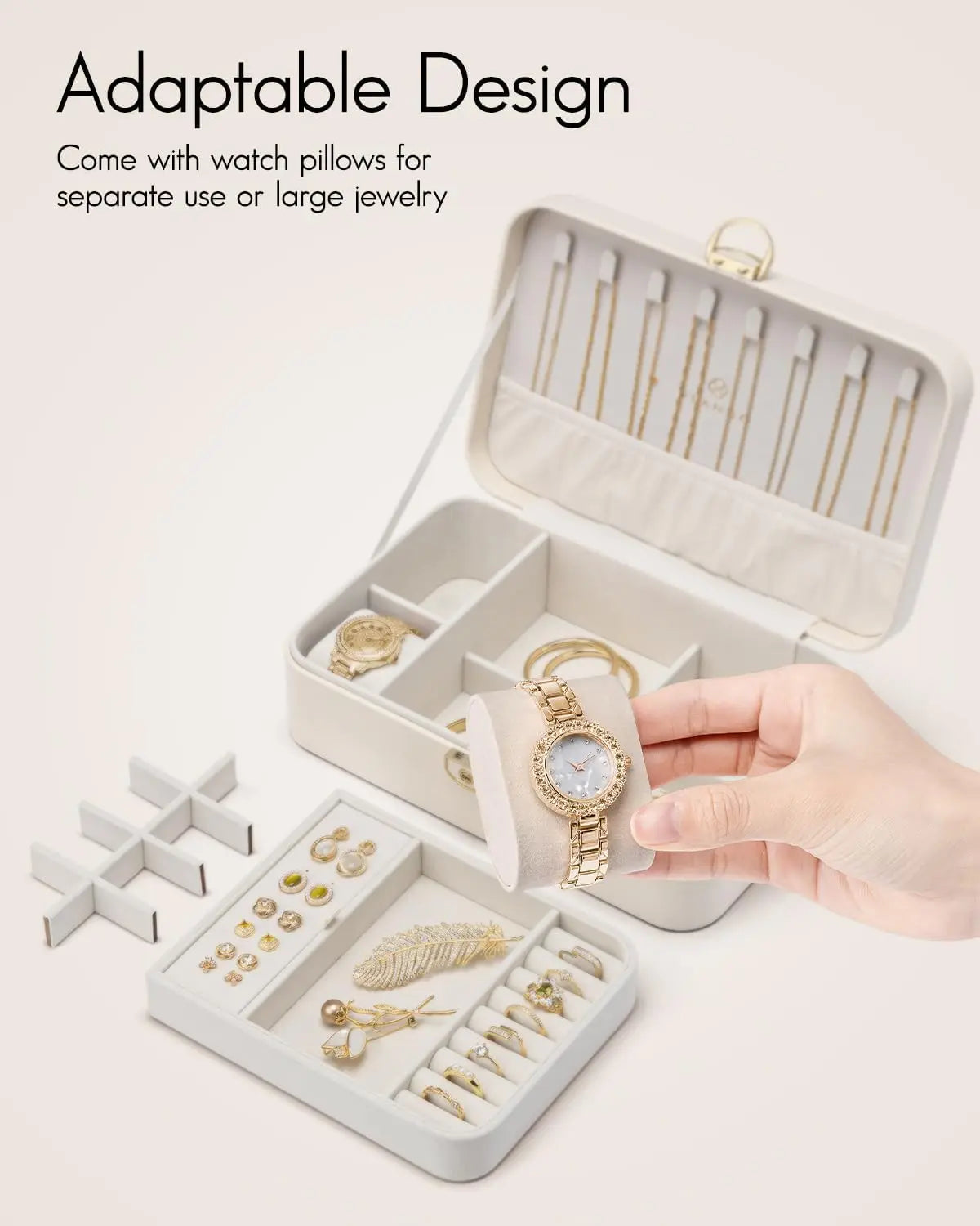 Jewelry Box Organizer Lockable 2 Layer With Removable Tray