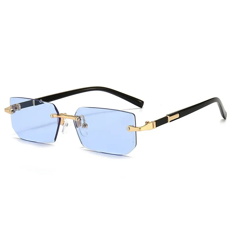 Sunglasses Frameless Diamond Shaped Leopard UV400 Small Frame