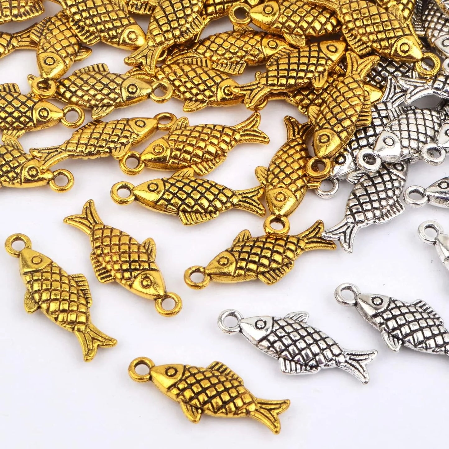 100pcs Ocean Fish Pendant Charms Tibetan Style Sea Animal Fishing Pendants for DIY Necklace Bracelet Earrings Jewelry Making