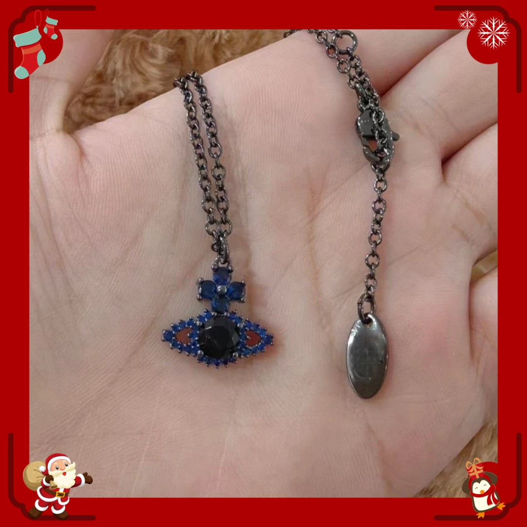 Saturn Necklace With Full Diamond Zircon Chain For Women