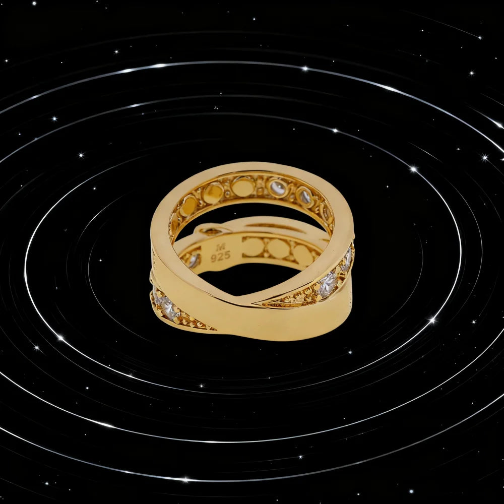 925 Pure Silver Letter Ring Double Loop For Couples