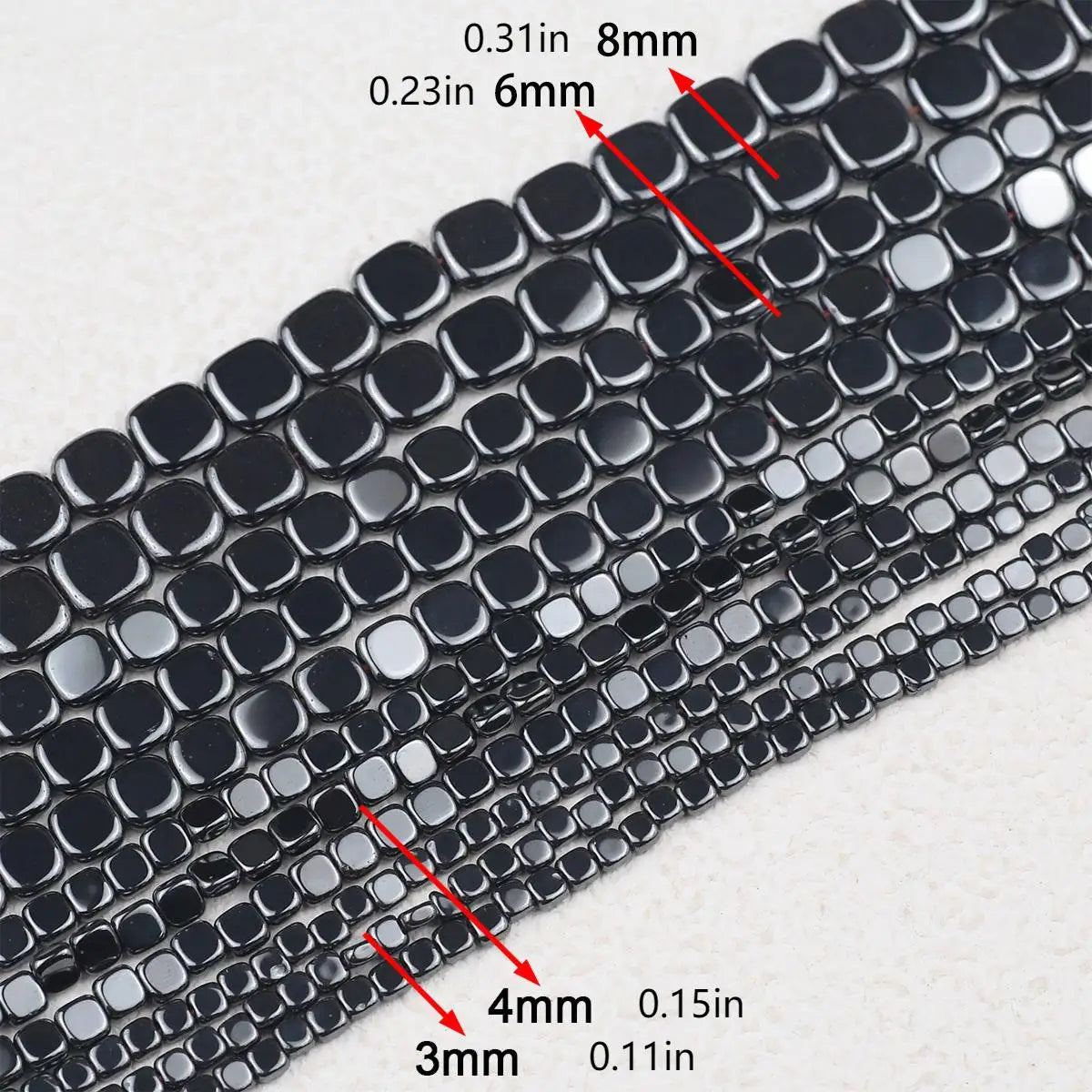 JHNBY Natural Hematite Square Bead Spacer For Jewelry Making
