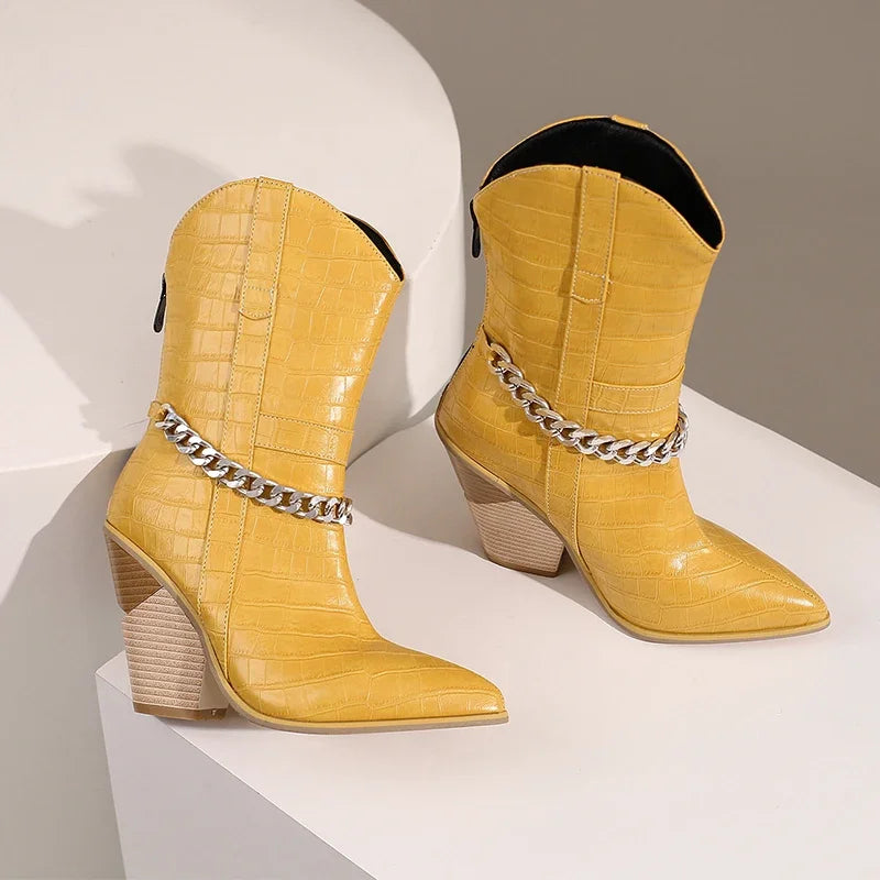 Womens Cowboy boots Snake Print
