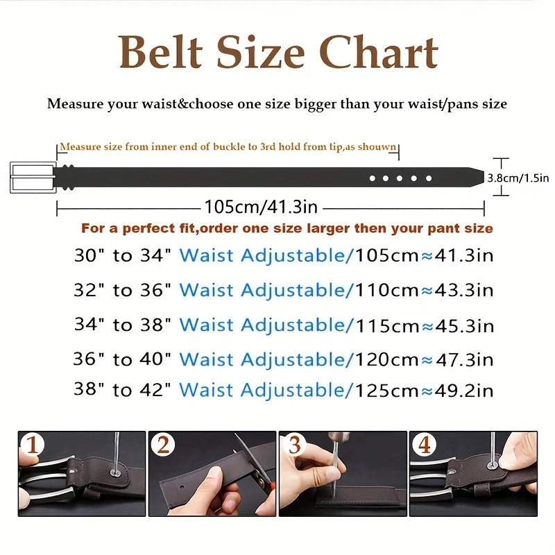Leather Western Style Belt Alloy Buckle