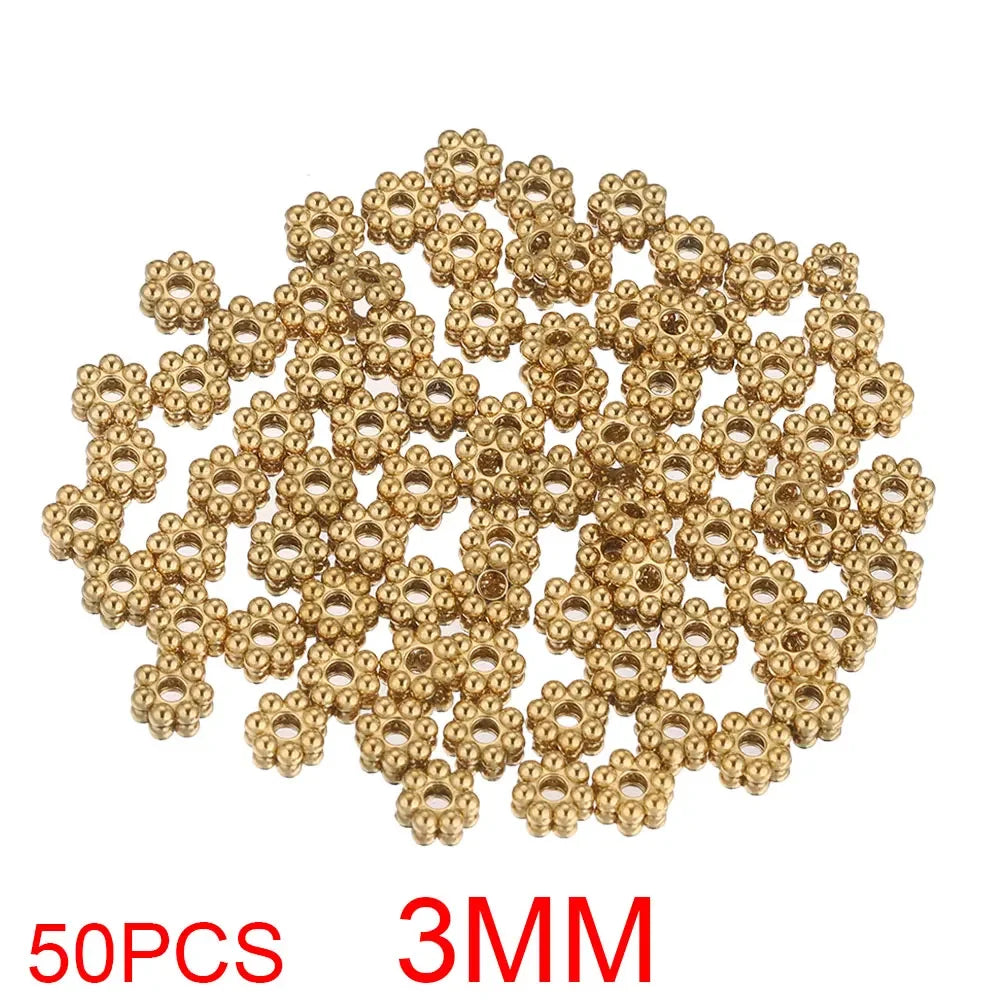 Alisaya Craft Gold Plated Stainless Steel Daisy Snowflake Spacer Beads