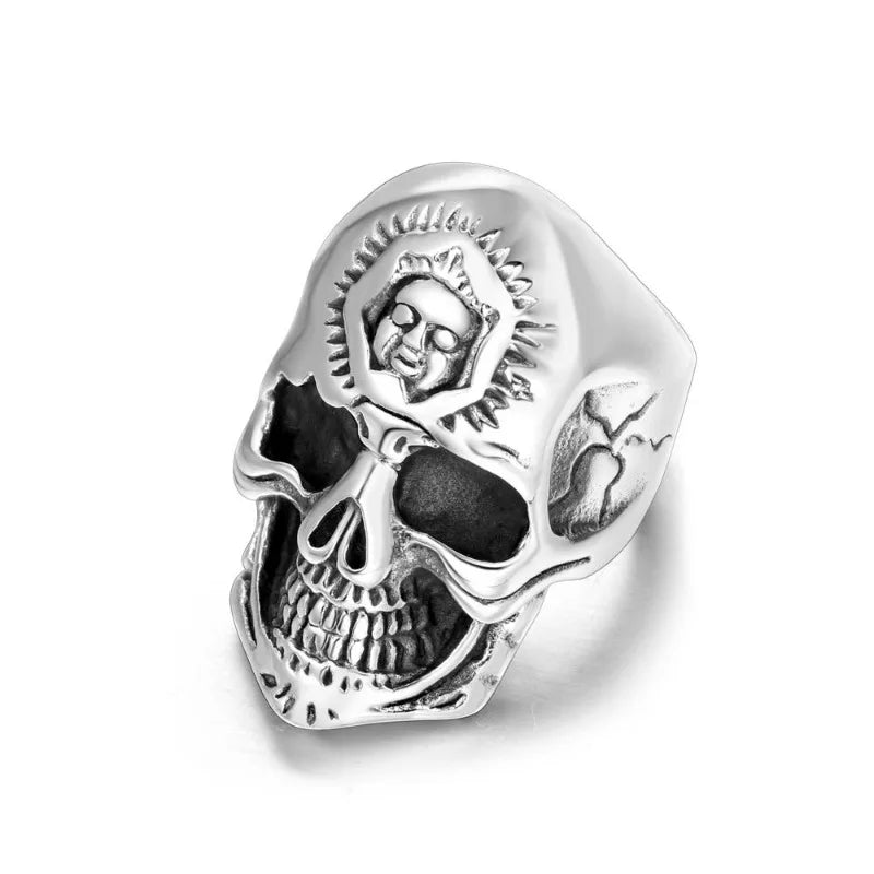 Titanium Skull Ring Double-Headed Face
