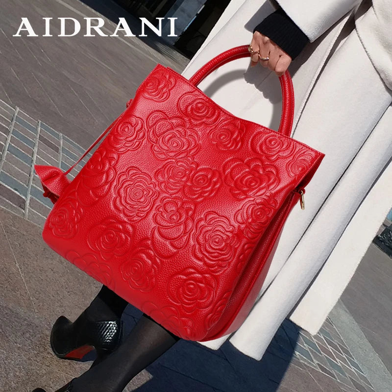 Bag Floral Print Cowhide