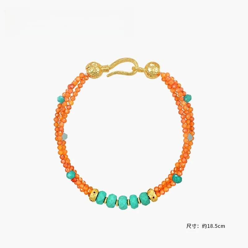 Silver Necklace With Beaded Artificial Gemstones Fashion