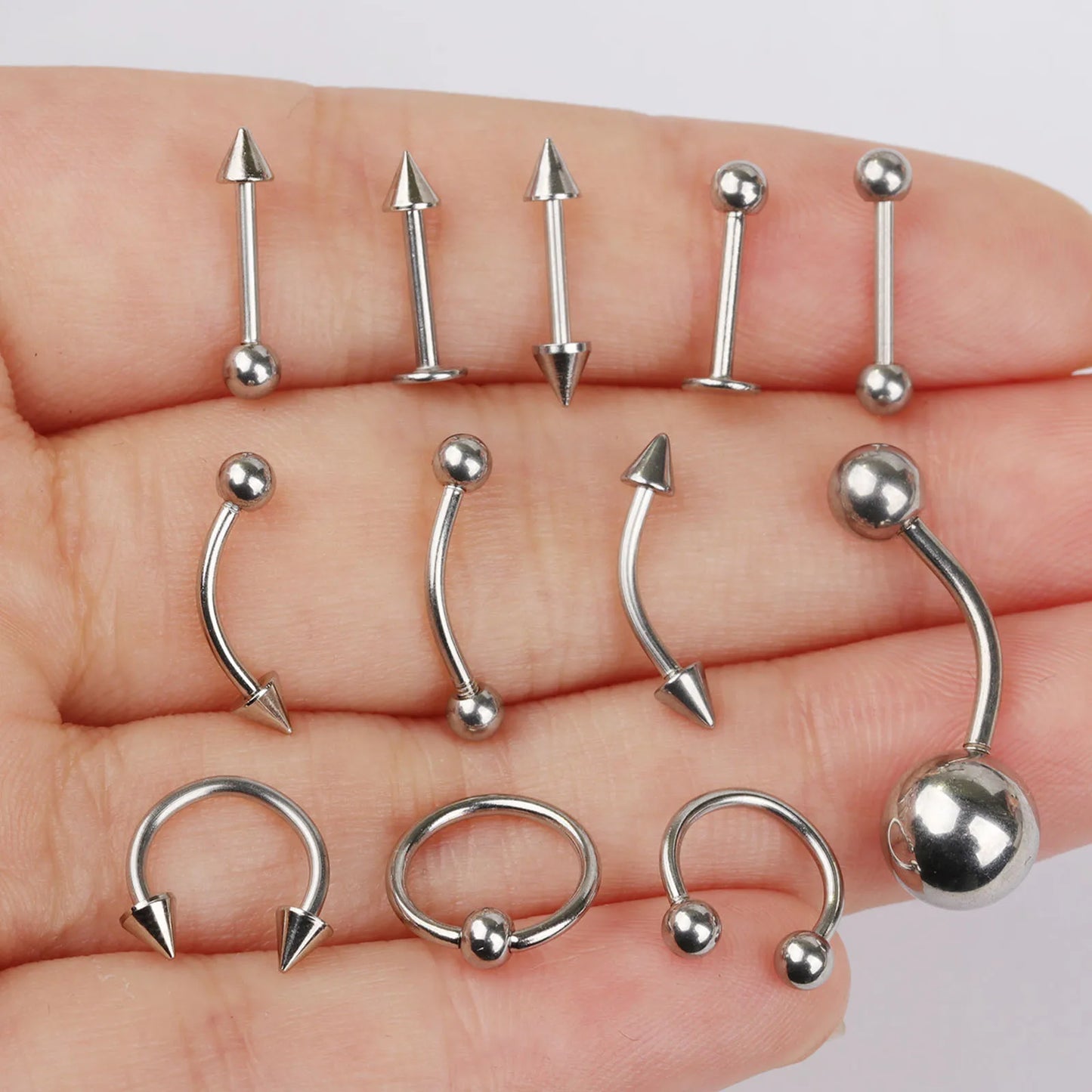 Stainless Steel Body Piercing Jewelry Set Nose Ear Tongue