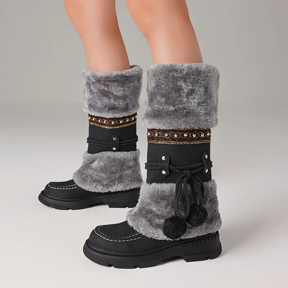 Women Snow Boots Platform Faux Fur Lining