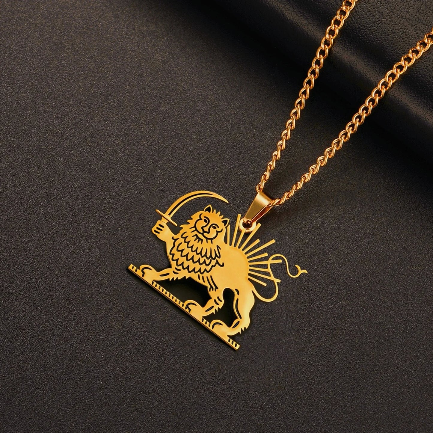 Necklace Persian Lion and Sun Necklace Pendant
