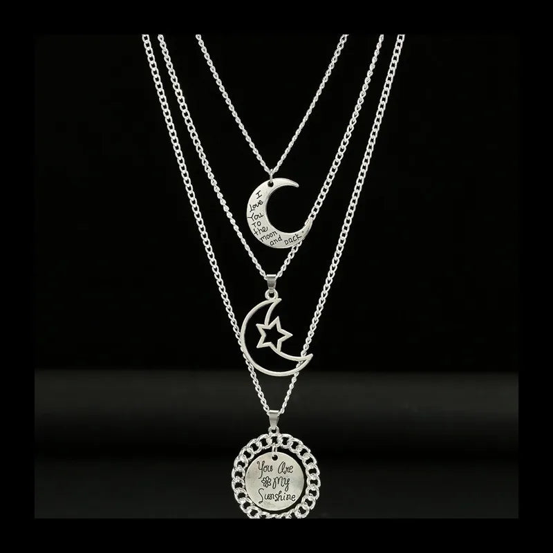 Star Moon Necklace Pendant Chain