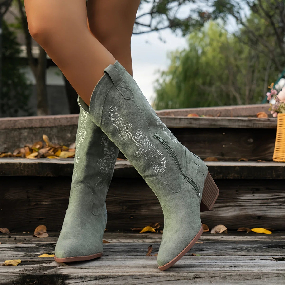 Women's Cowboy Boots with Exquisite Embroidery  Western
