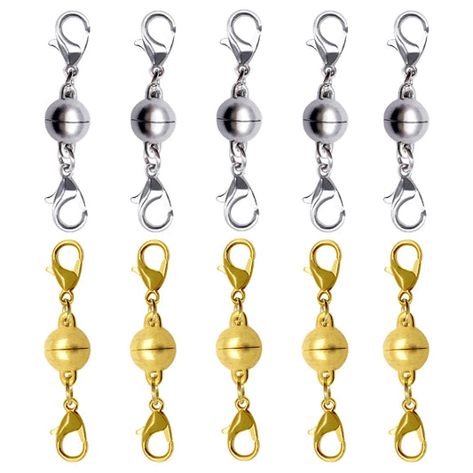 Magnetic Necklace Clasp Connectors 10 Pairs Gold Plated Jewelry Findings