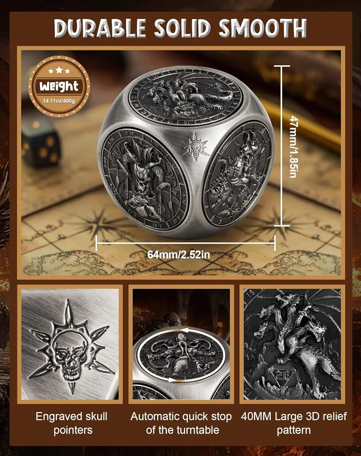 IndustrialGrade Spinner Dice For 7 In 1 DND Set Metal