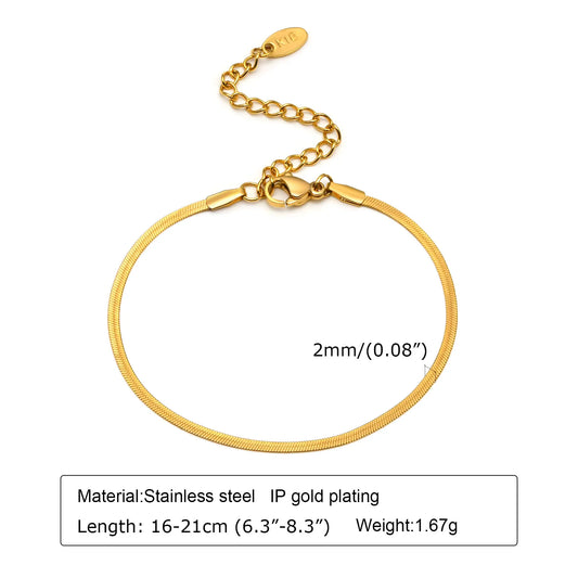 Thin Link Women Bracelet Stainless Steel Plated Chain Jewelry
